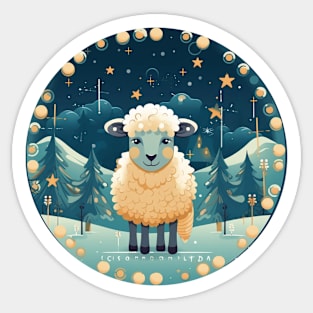 Sheep in Ornament, Love Farm Animals Sticker